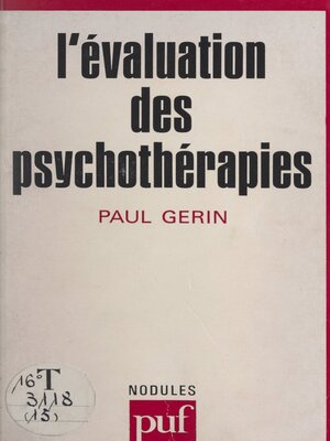 cover image of L'évaluation des psychothérapies